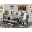 East West Furniture X-Style 6-piece Wood Dining Set with Bench in Black