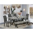 East West Furniture X-Style 6-piece Wood Dining Table Set in Dark Gotham Gray