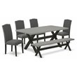 East West Furniture X-Style 6-piece Wood Dining Table Set in Dark Gotham Gray