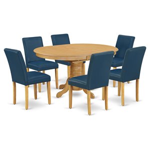 East West Furniture Avon 7-piece Wood Dining Set in Oak/Oasis