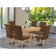 East West Furniture Avon 7-piece Wood Dining Set in Oak/Dark Coffee