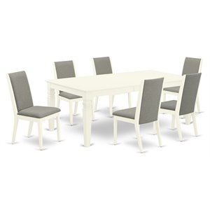 east west furniture logan 7-piece wood dining set in linen white