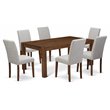 East West Furniture Lismore 7-piece Wood Dining Set in Natural/Doeskin