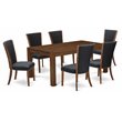 East West Furniture Lismore 7-piece Wood Dining Set in Natural/Black