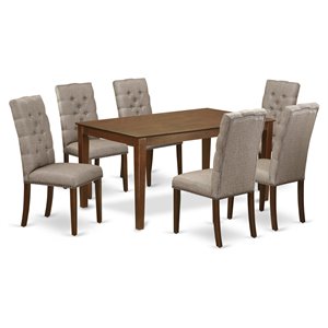 East West Furniture Capri 7-piece Wood Kitchen Set in Mahogany