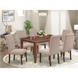East West Furniture Dudley 7-piece Wood Dining Set in Mahogany/Light Fawn