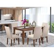 East West Furniture Dudley 7-piece Wood Dining Set in Mahogany/Cream