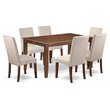 East West Furniture Dudley 7-piece Wood Dining Set in Mahogany/Cream