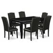 East West Furniture Dudley 7-piece Wood Dining Set with Leather Seat in Black