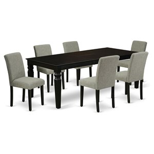 East West Furniture Logan 7-piece Wood Kitchen Set in Black/Shitake
