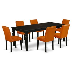 East West Furniture Logan 7-piece Wood Kitchen Set in Black/Baked Bean