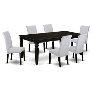 East West Furniture Logan 7-piece Wood Dining Set in Black/Grayish Blue