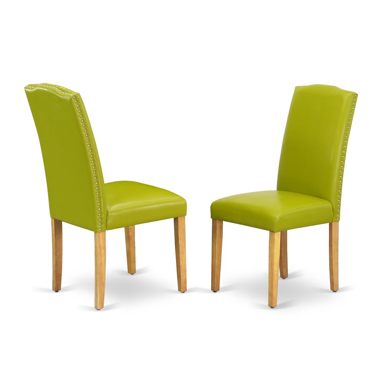 East West Furniture Capri 7-piece Wood Dining Set in Oak/Autumn Green