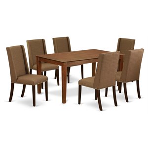 East West Furniture Capri 7-piece Wood Dining Table Set in Mahogany