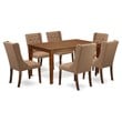 East West Furniture Capri 7-piece Wood Dining Room Table Set in Mahogany