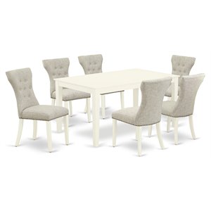 East West Furniture Capri 7-piece Wood Kitchen Set in Linen White