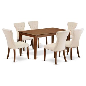 East West Furniture Capri 7-piece Wood Dining Set in Mahogany
