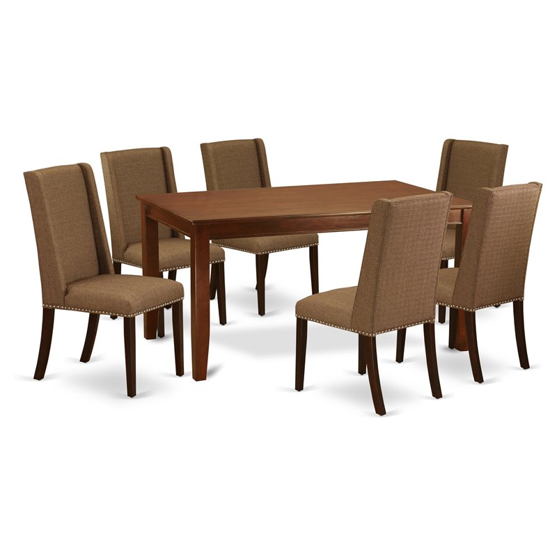 East West Furniture Dudley 7-piece Wood Kitchen Table Set in Mahogany