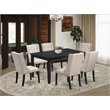 East West Furniture Dudley 7-piece Wood Dining Set in Black/Cream