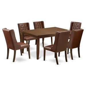 East West Furniture Dudley 7-piece Wood Dining Room Set in Mahogany