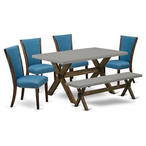 East West Furniture X-Style 6-piece Wood Dining Set in Jacobean and Black