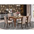 East West Furniture Capri 7-piece Wood Kitchen Table Set in Mahogany