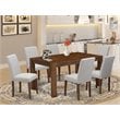 East West Furniture Celina 7-piece Wood Dining Set in Natural/Doeskin
