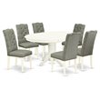 East West Furniture Avon 7-piece Wood Kitchen Set in Linen White
