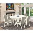 East West Furniture Avon 7-piece Wood Dining Table Set in Linen White