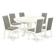 East West Furniture Avon 7-piece Wood Dining Table Set in Linen White