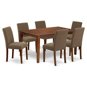 East West Furniture Capri 7-piece Wood Dining Set in Mahogany/Coffee