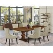 East West Furniture Lassale 7-piece Wood Dining Set in Walnut/Light Beige