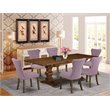 East West Furniture Lassale 7-piece Wood Dining Set in Walnut/Green