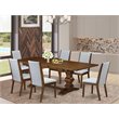 East West Furniture Lassale 7-piece Wood Dining Room Table Set in Walnut