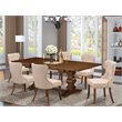 East West Furniture Lassale 7-piece Wood Dining Set in Walnut/Tan