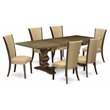 East West Furniture Lassale 7-piece Wood Dining Set in Jacobean Brown