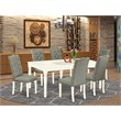 East West Furniture Dover 7-piece Wood Dining Table Set in Linen White