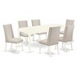 East West Furniture Dover 7-piece Wood Dining Room Set in Linen White