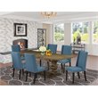 East West Furniture Lassale 7-piece Wood Dining Set in Jacobean Brown/Black