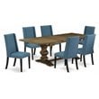 East West Furniture Lassale 7-piece Wood Dining Set in Jacobean Brown/Black