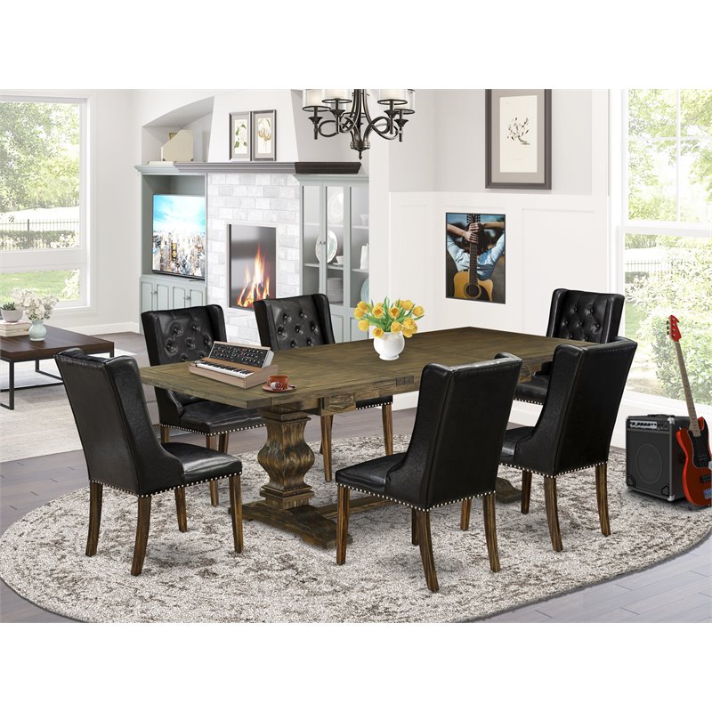 East West Furniture Lassale 7-piece Wood Kitchen Set in Jacobean Brown