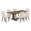 East West Furniture Lassale 7-piece Wood Dining Set in Brown/Light Beige