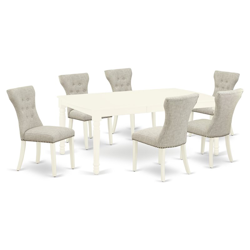 East West Furniture Dover 7-piece Wood Kitchen Set in Linen White