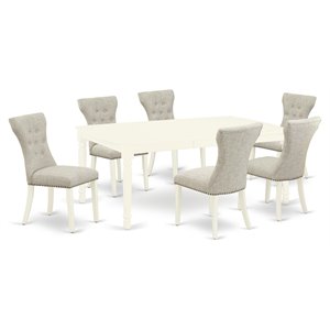 East West Furniture Dover 7-piece Wood Kitchen Set in Linen White