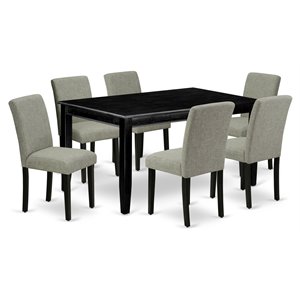 East West Furniture Dudley 7-piece Wood Dining Set in Black/Shitake