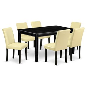 East West Furniture Dudley 7-piece Wood Dining Set in Black/Eggnog