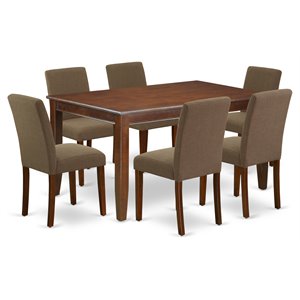 East West Furniture Dudley 7-piece Wood Dining Set in Mahogany/Coffee