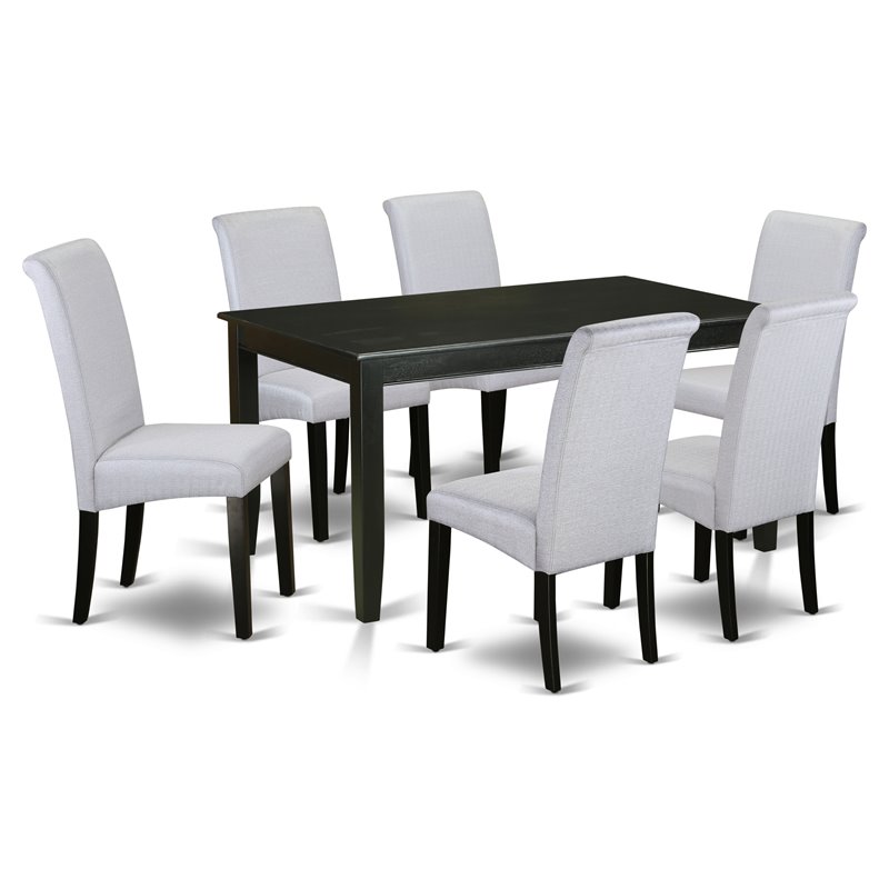 East West Furniture Dudley 7-piece Wood Dining Set in Black/Grayish Blue