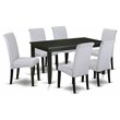 East West Furniture Dudley 7-piece Wood Dining Set in Black/Grayish Blue