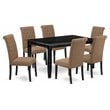 East West Furniture Dudley 7-piece Wood Dining Set in Black/Light Sable